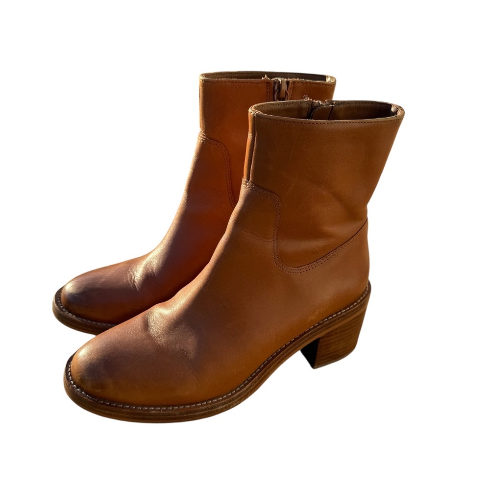J. Crew Women’s Stacked-Heel Ankle Boots Leather Size 7